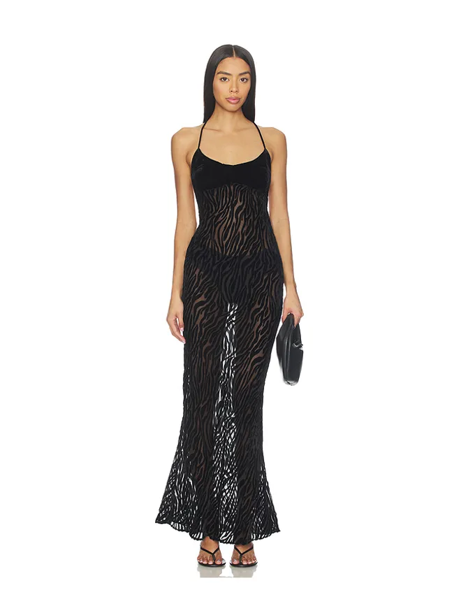 GUIZIO GUIZIO BURNOUT VELVET MAXI ドレスの商品画像