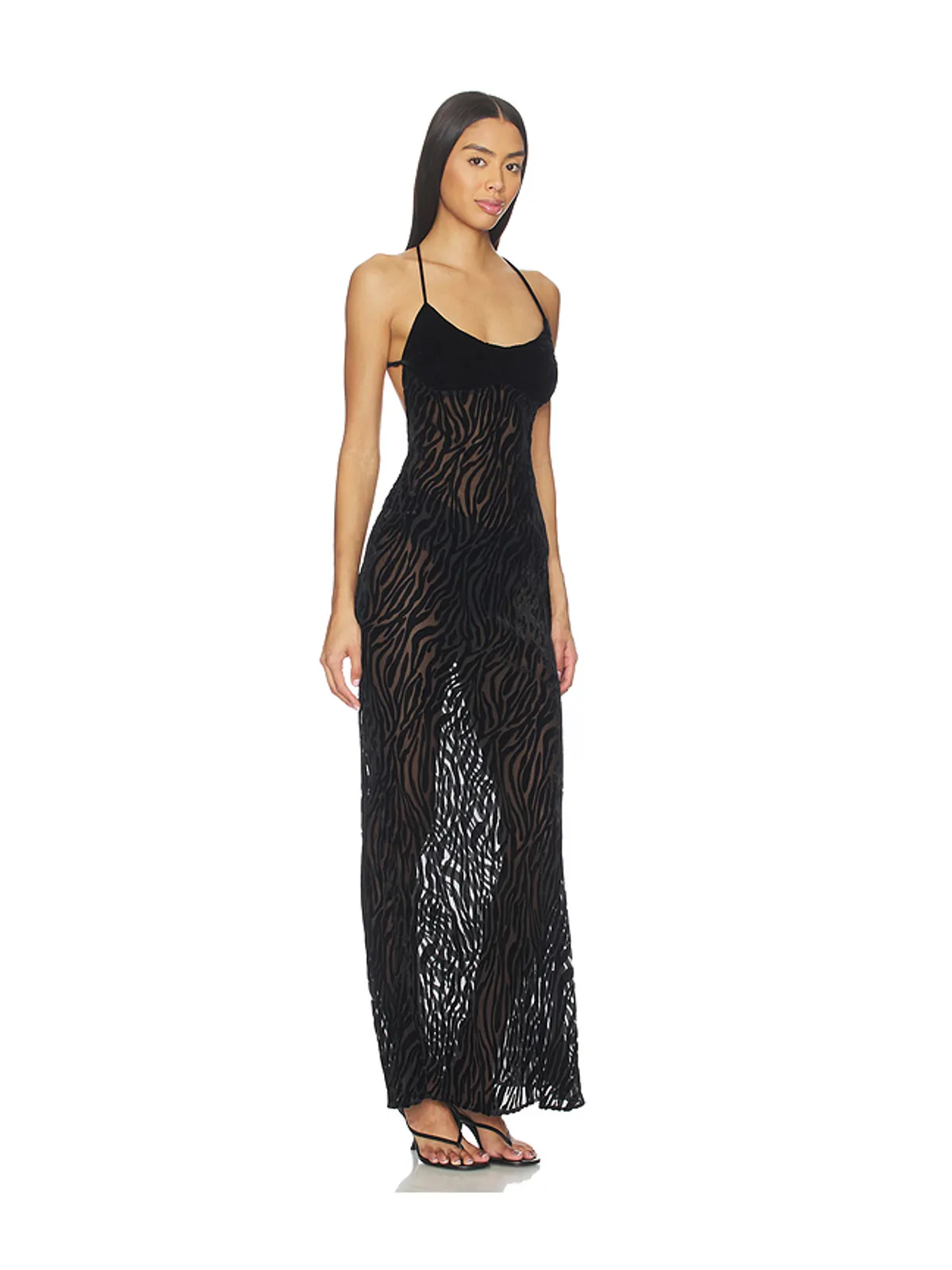 GUIZIO BURNOUT VELVET MAXI ドレス - 画像2