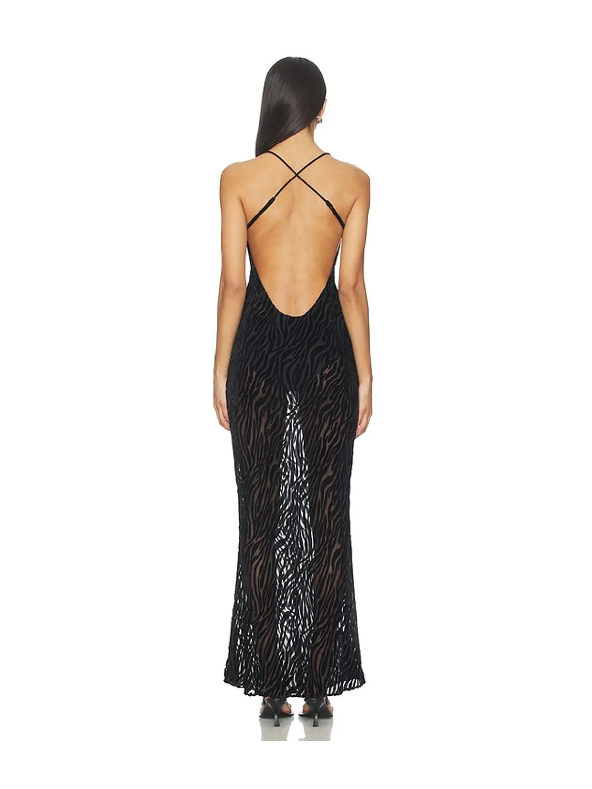 GUIZIO BURNOUT VELVET MAXI ドレス - 画像3