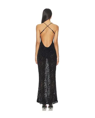 GUIZIO BURNOUT VELVET MAXI ドレス - サムネイル3
