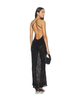 GUIZIO BURNOUT VELVET MAXI ドレス - サムネイル4