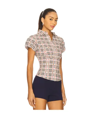 GUIZIO LIANA PLAID トップ - White,Navy. - サムネイル2