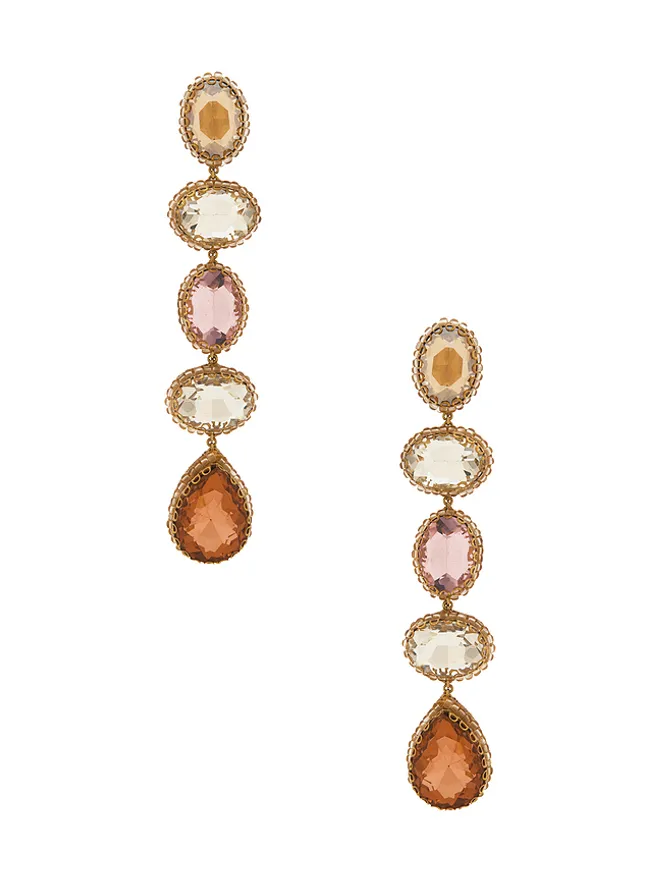 Deepa Gurnani Deepa Gurnani TYRA イヤリング - Metallic Gold,Blush.の商品画像