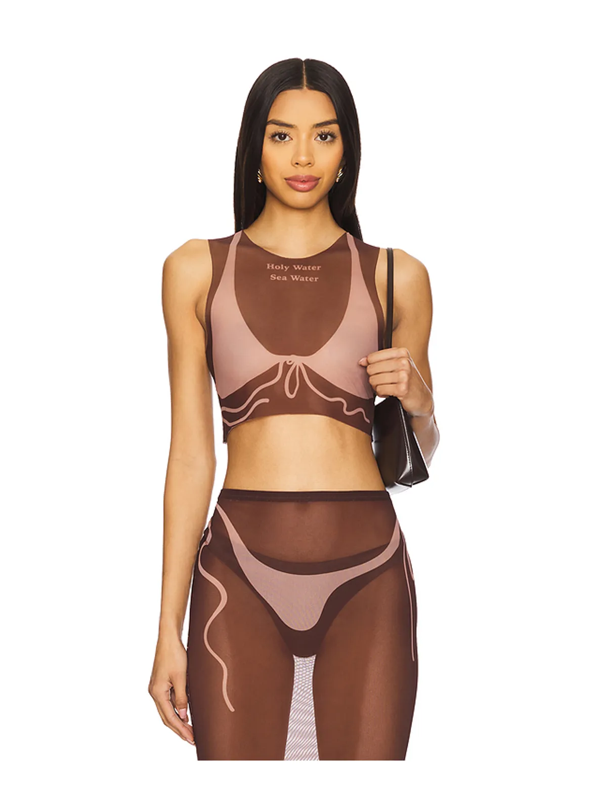 Di Petsa TAN LINES MESH クロップトップ - 画像1
