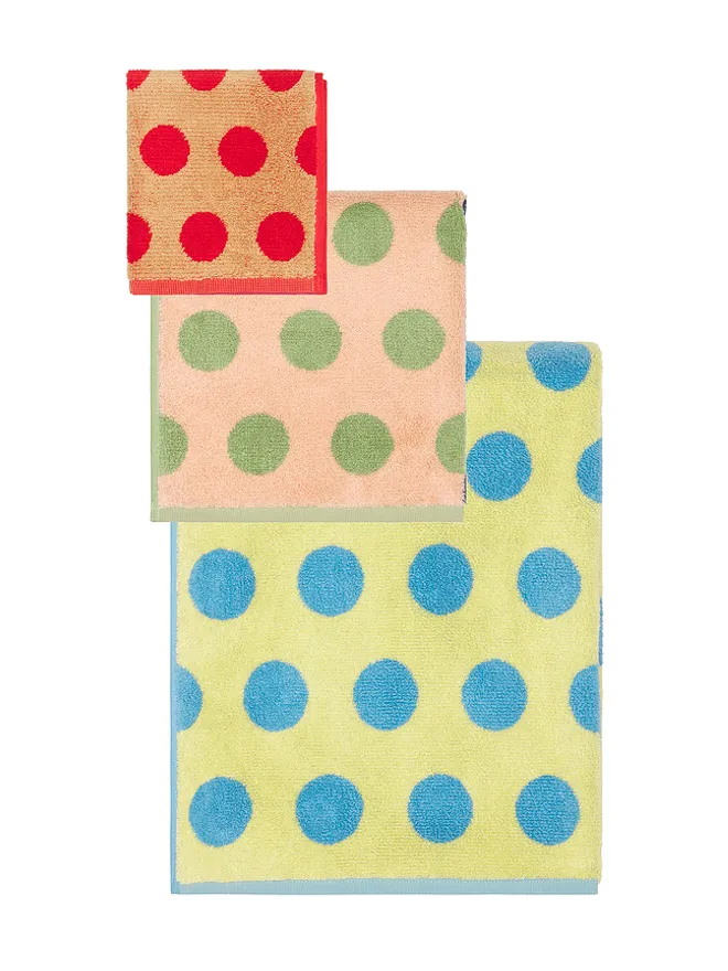 Dusen Dusen Dusen Dusen DOT TOWELS SET OF 3 ドットタオル3枚セット - Pink, green.の商品画像