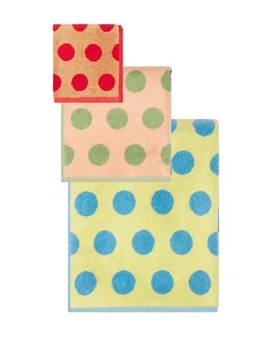 Dusen Dusen DOT TOWELS SET OF 3 ドットタオル3枚セット - Pink, green. - サムネイル1
