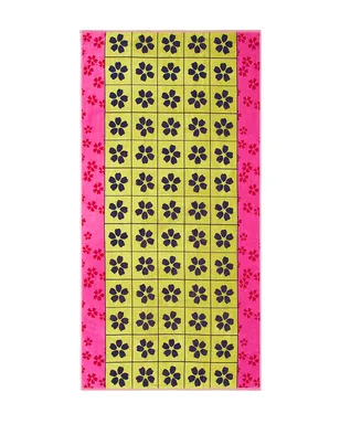 Dusen Dusen Hibiscus Beach Towel - Pink,Yellow. - サムネイル1