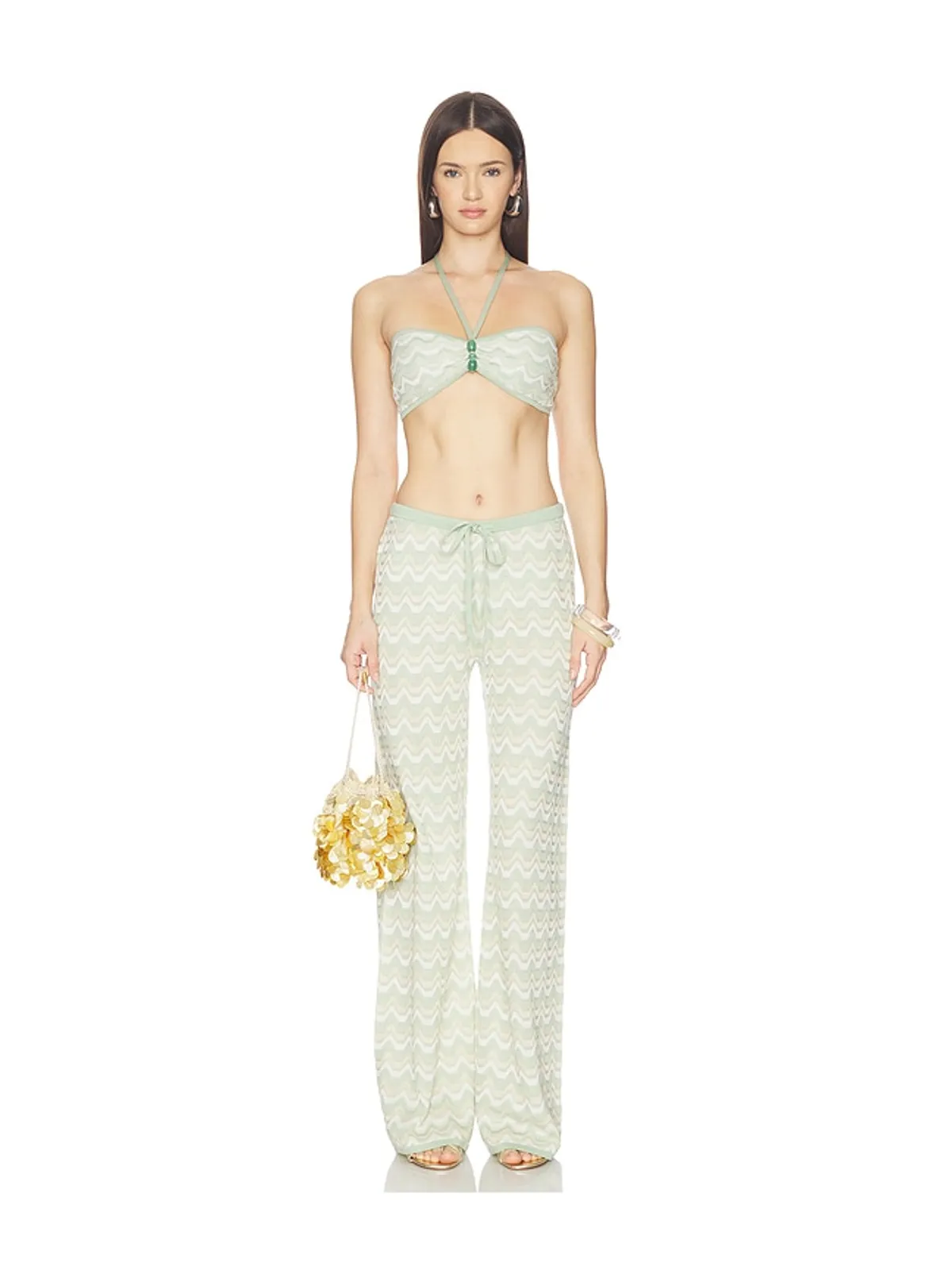 DEVON WINDSOR FLORA ワイドレッグパンツ - Green,Gold. - 画像5