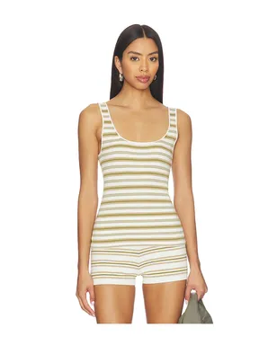 EAVES CYDNEE タンクトップ - White,Olive. - サムネイル1