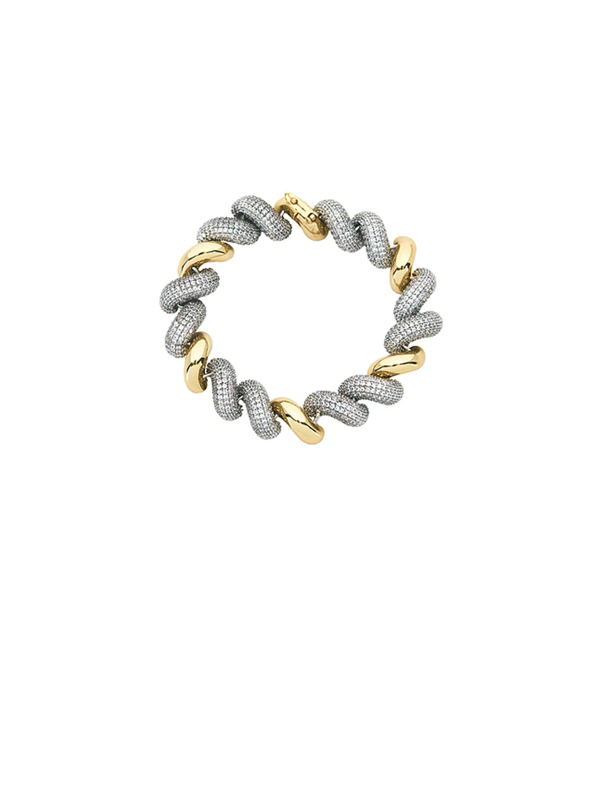 Eddie Borgo SMALL TWO TONE PAVÉ TORSADE チェーンブレスレット - Metallic Silver, Metallic Gold. - 画像2