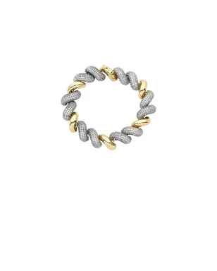 Eddie Borgo SMALL TWO TONE PAVÉ TORSADE チェーンブレスレット - Metallic Silver, Metallic Gold. - サムネイル2