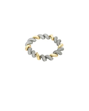 Eddie Borgo SMALL TWO TONE PAVÉ TORSADE チェーンブレスレット - Metallic Silver, Metallic Gold. - サムネイル3