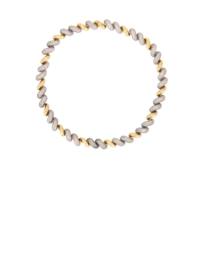Eddie Borgo Eddie Borgo PAVÉ TWO TONE TORSADE チョーカーネックレス - Metallic Gold,Metallic Silver.の商品画像