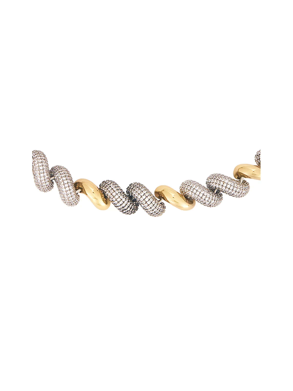 Eddie Borgo PAVÉ TWO TONE TORSADE チョーカーネックレス - Metallic Gold,Metallic Silver. - 画像2