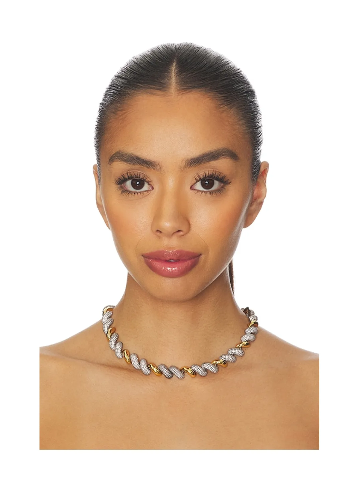 Eddie Borgo PAVÉ TWO TONE TORSADE チョーカーネックレス - Metallic Gold,Metallic Silver. - 画像4