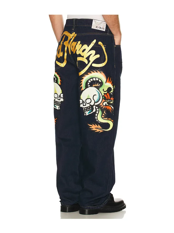 Ed Hardy Ed Hardy Dragons Selvage Baggy Denim Pantsの商品画像