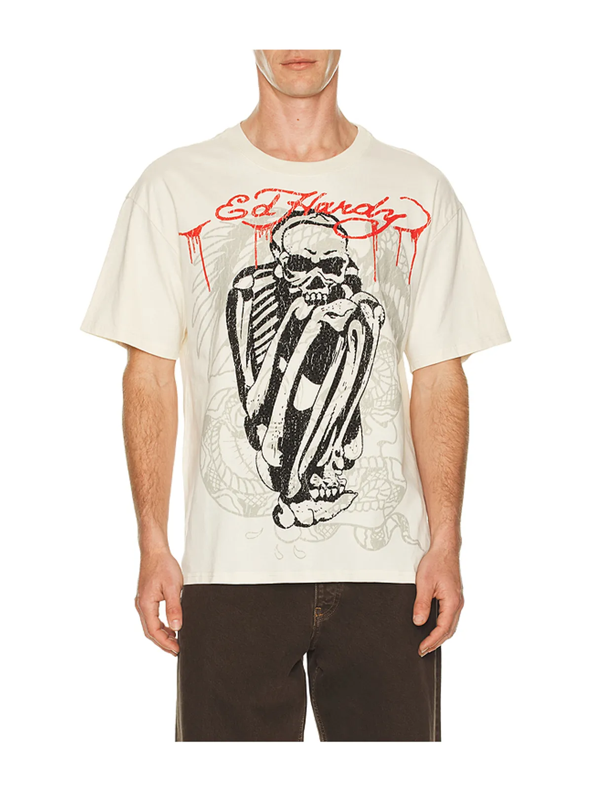 Ed Hardy SKELE RHINESTONE ボクシーTシャツ - 画像1
