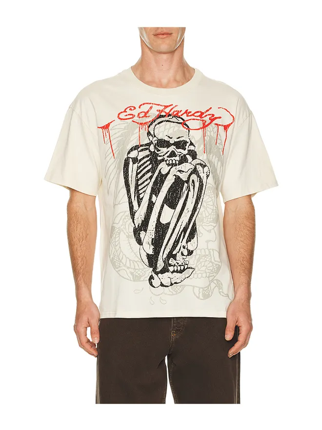 Ed Hardy Ed Hardy SKELE RHINESTONE ボクシーTシャツの商品画像