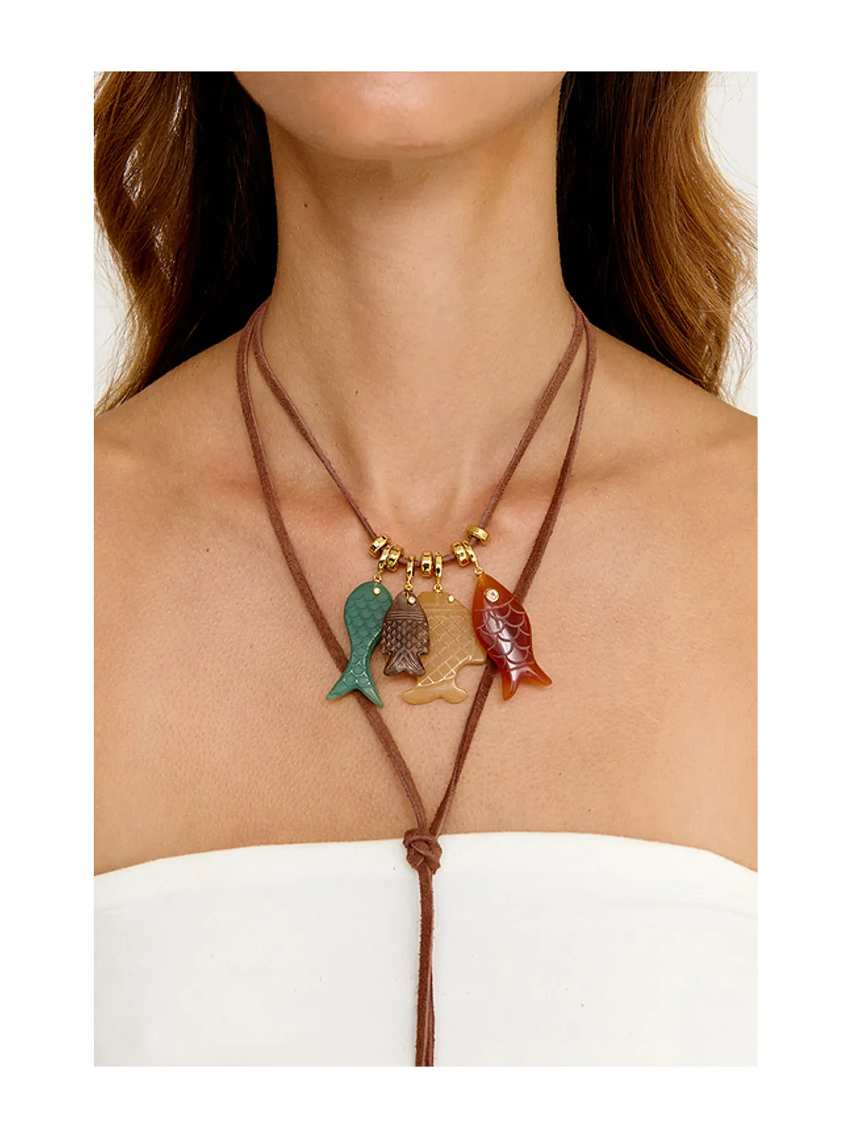 Eliou FISH CHARM ネックレス - Brown,Red. - 画像2