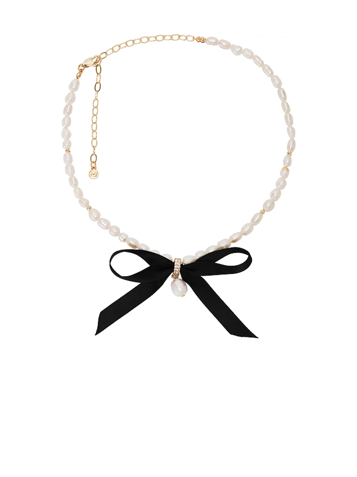 Ettika VELVET BOW STATEMENT PEARL チョーカー - 画像1