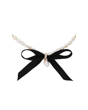Ettika VELVET BOW STATEMENT PEARL チョーカー - サムネイル2