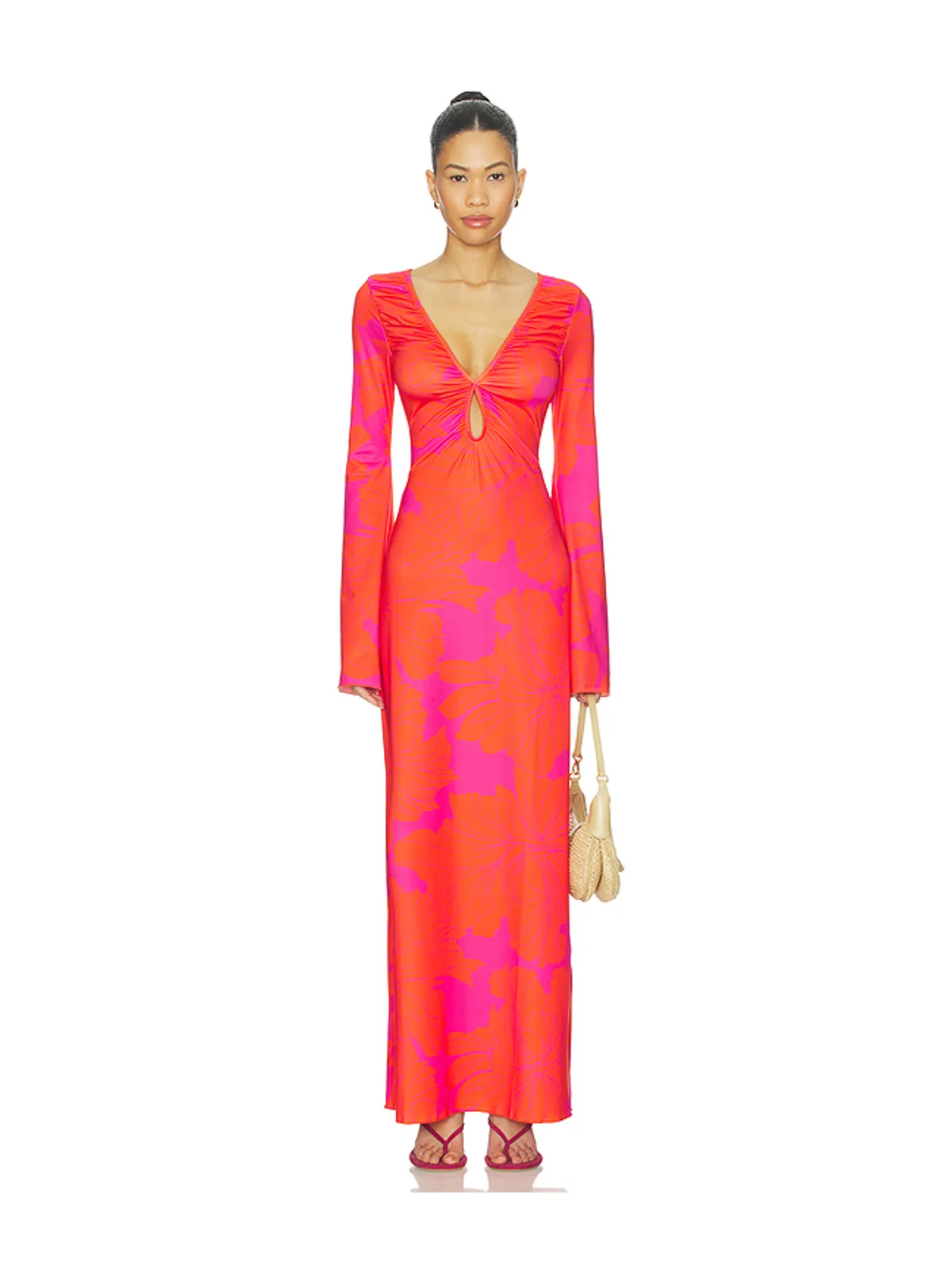 eywasouls malibu DIANA ミディ丈ドレス - Fuchsia,Orange. - 画像1