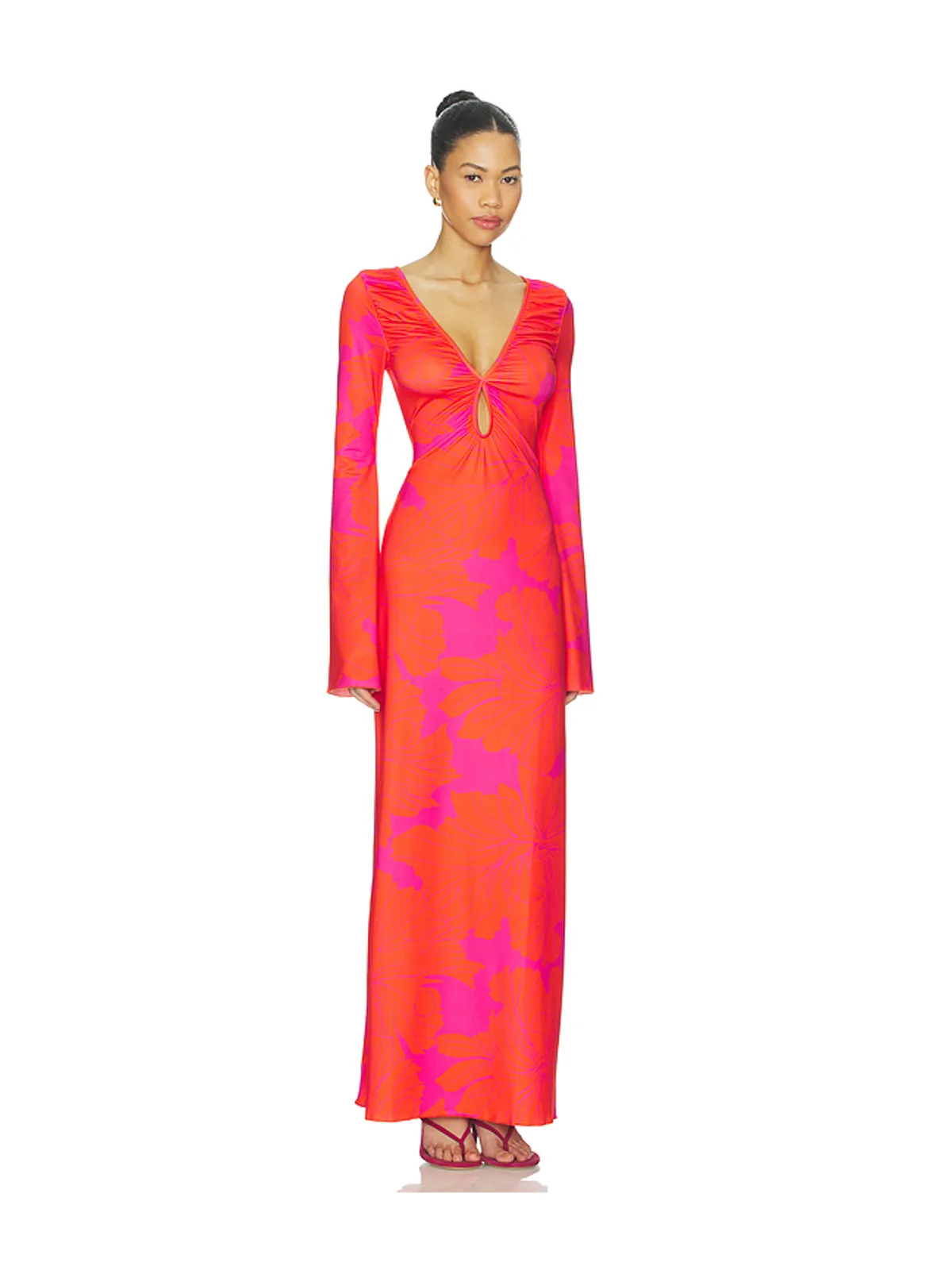 eywasouls malibu DIANA ミディ丈ドレス - Fuchsia,Orange. - 画像2