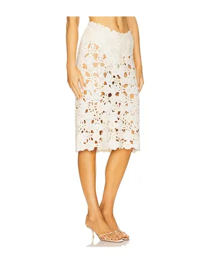 For Love & Lemons フローラルクロシェットカバーアップミディスカート - Cream,Ivory. - サムネイル2
