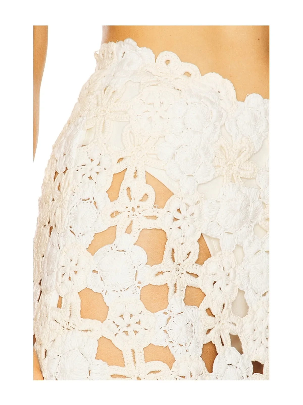 For Love & Lemons フローラルクロシェットカバーアップミディスカート - Cream,Ivory. - 画像6