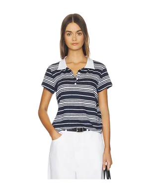 FRAME The Striped Short Sleeve Polo - Navy,White. - サムネイル1