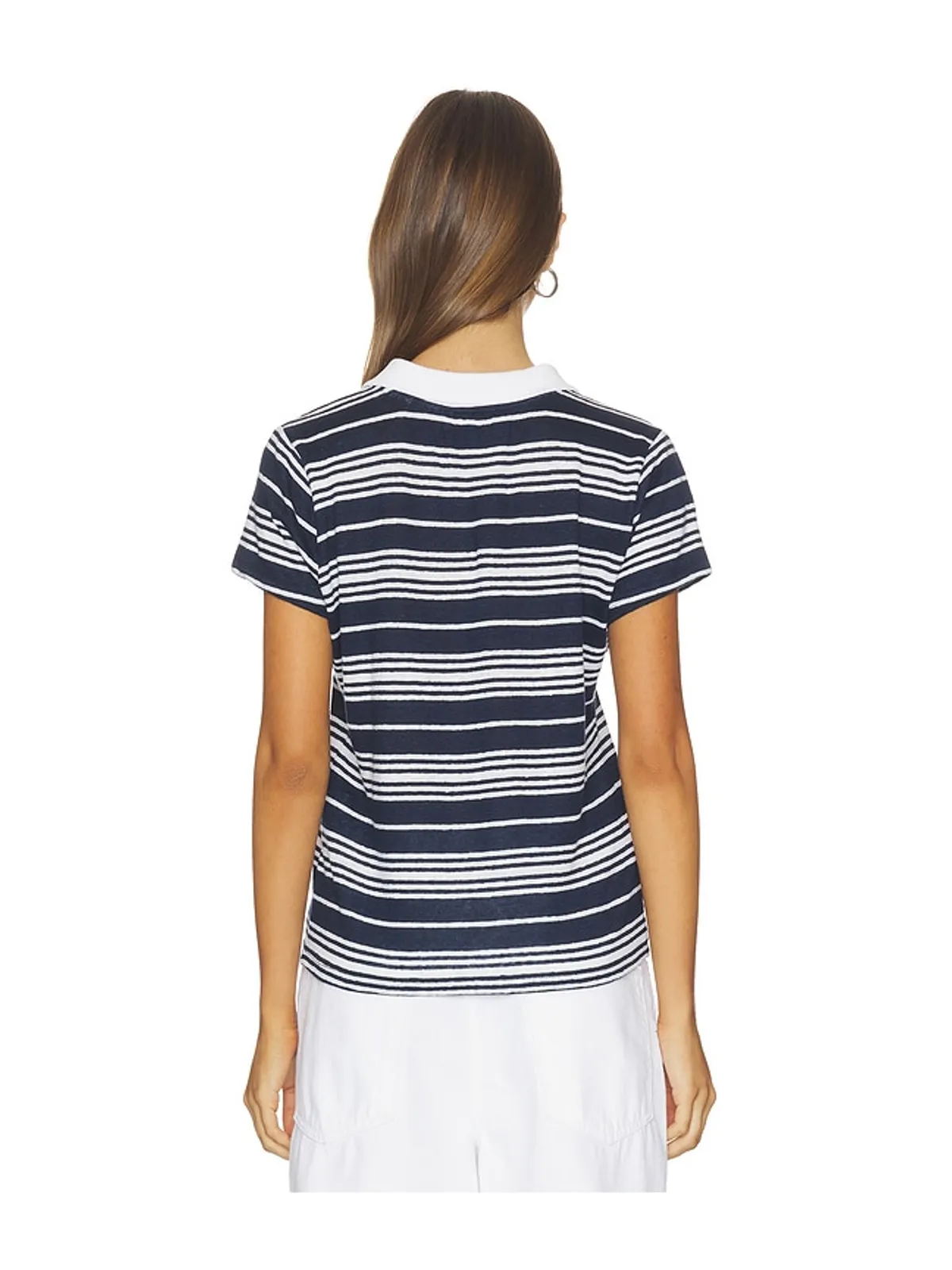 FRAME The Striped Short Sleeve Polo - Navy,White. - 画像3