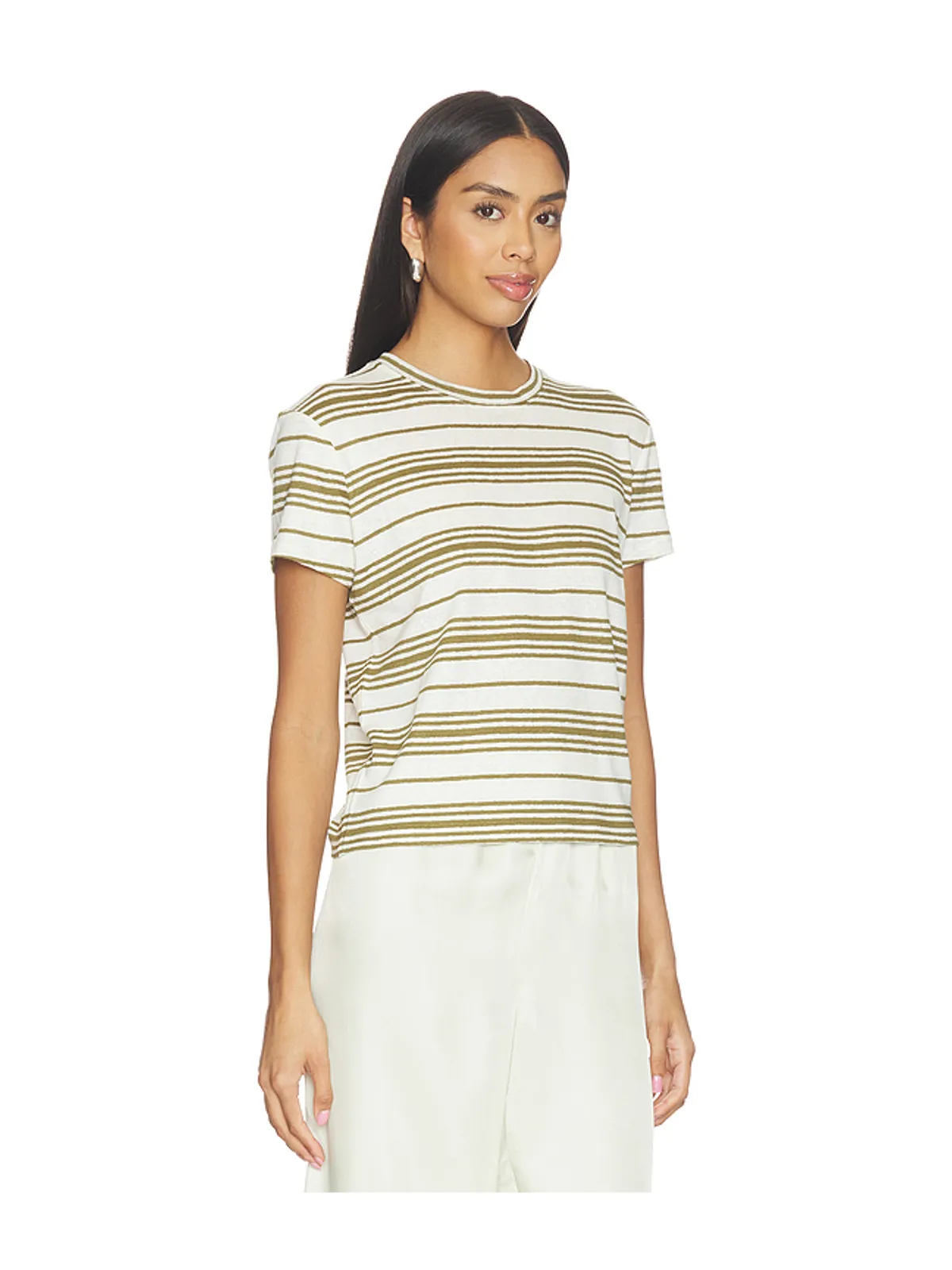 FRAME The Linen Baby Tee - Army,Neutral. - 画像2
