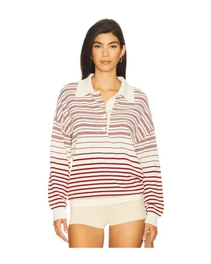 FAITHFULL THE BRAND HARLOW オーバーサイズポロシャツ - Cream,Red. - サムネイル1