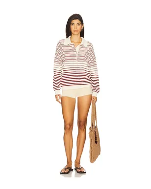 FAITHFULL THE BRAND HARLOW オーバーサイズポロシャツ - Cream,Red. - サムネイル4