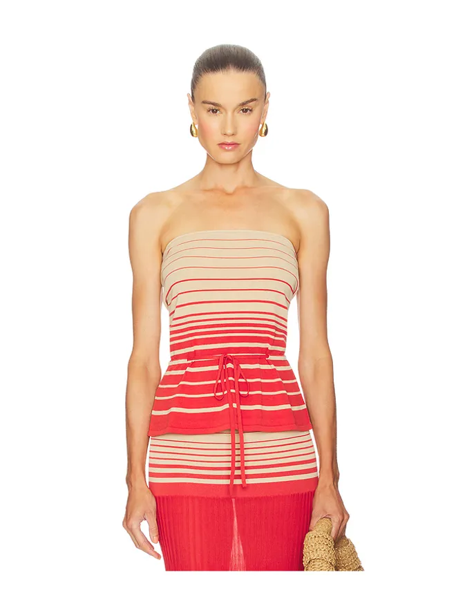 FAITHFULL THE BRAND FAITHFULL THE BRAND CASIA ストラップレストップ - Beige,Red.の商品画像