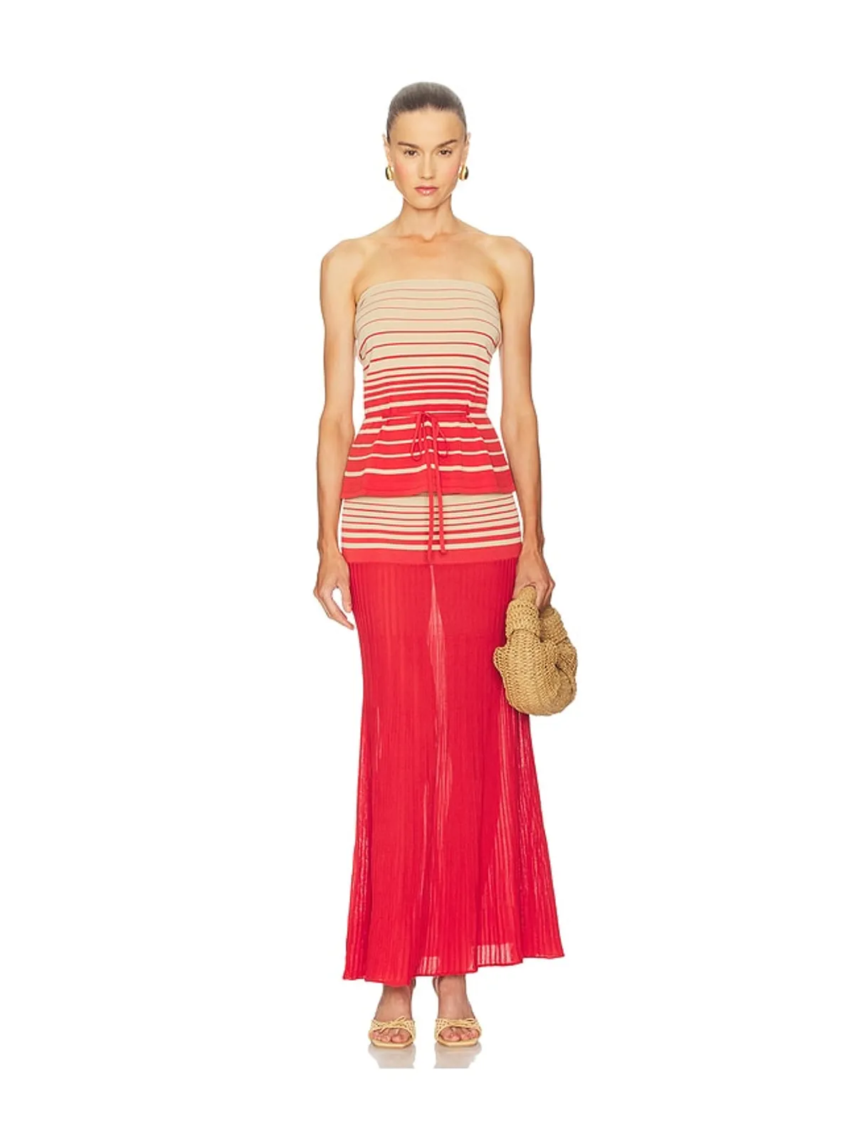 FAITHFULL THE BRAND CASIA ストラップレストップ - Beige,Red. - 画像4
