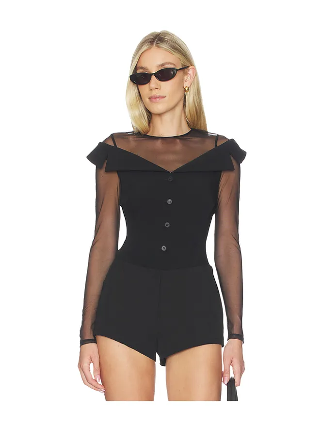 fleur du mal fleur du mal オフショルダーブレザーボディスーツの商品画像