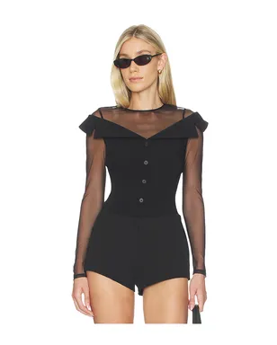 fleur du mal オフショルダーブレザーボディスーツ - サムネイル1