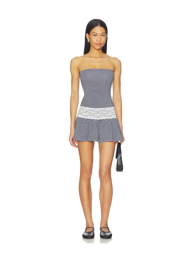 Frankies Bikinis Frankies Bikinis MIRAGE COTTON JERSEY MINI ドレス - Navy,White.の商品画像