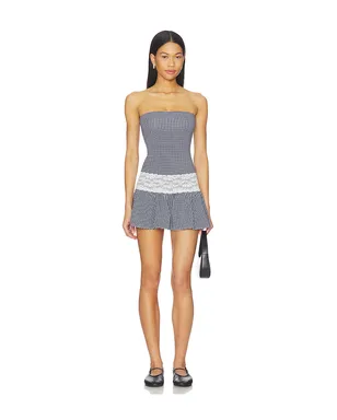 Frankies Bikinis MIRAGE COTTON JERSEY MINI ドレス - Navy,White. - サムネイル1