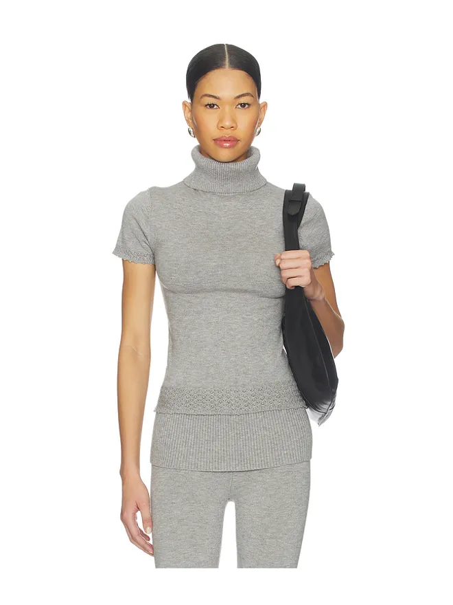 Frankies Bikinis Frankies Bikinis JASMINE CLOUD KNIT SHORT SLEEVE TURTLENECK トップの商品画像