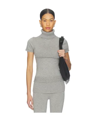 Frankies Bikinis JASMINE CLOUD KNIT SHORT SLEEVE TURTLENECK トップ - サムネイル1