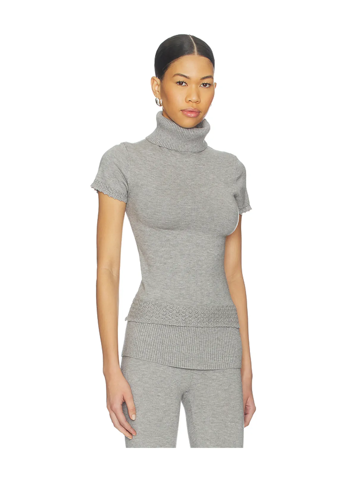 Frankies Bikinis JASMINE CLOUD KNIT SHORT SLEEVE TURTLENECK トップ - 画像2