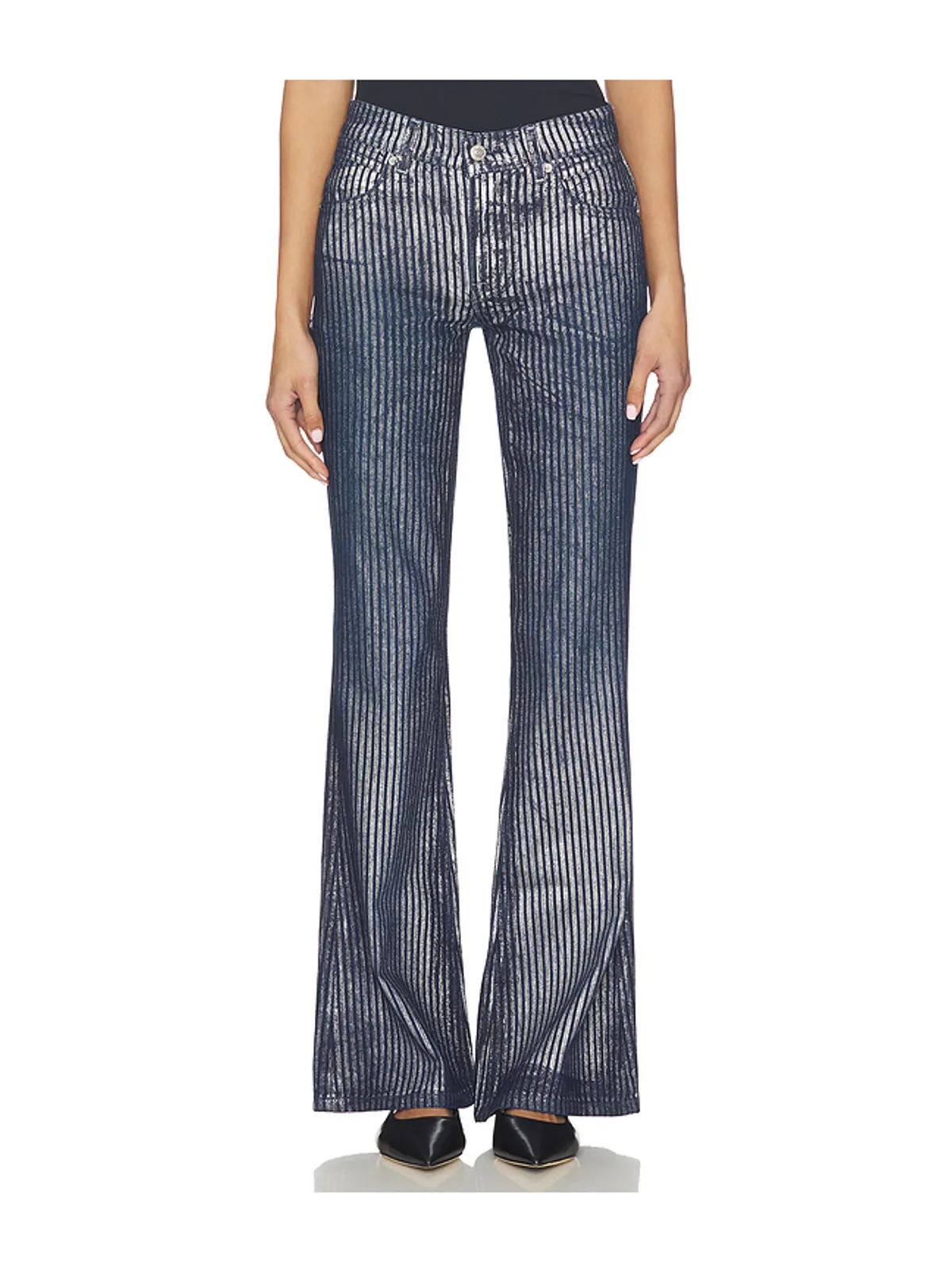 Free People WEST COAST メタリックフレア - Blue,Metallic Silver. - 画像1
