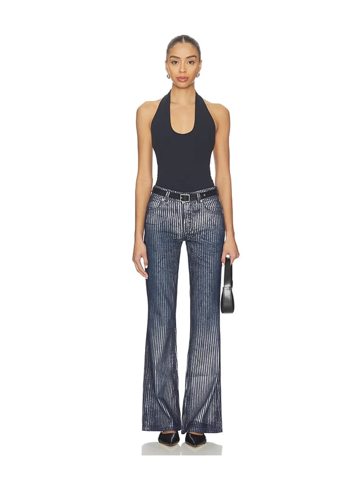 Free People WEST COAST メタリックフレア - Blue,Metallic Silver. - 画像5