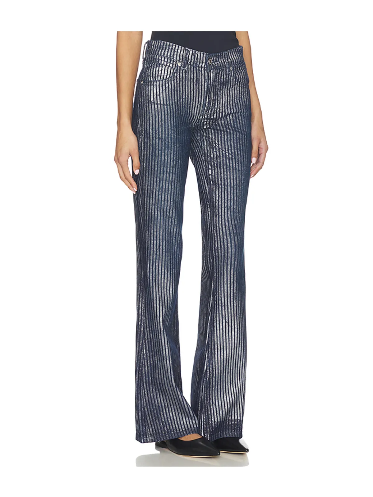 Free People WEST COAST メタリックフレア - Blue,Metallic Silver. - 画像2