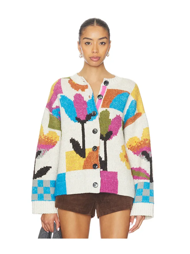Free People Free People TULIP WHIRL カーディガン - Ivory,Pink.の商品画像