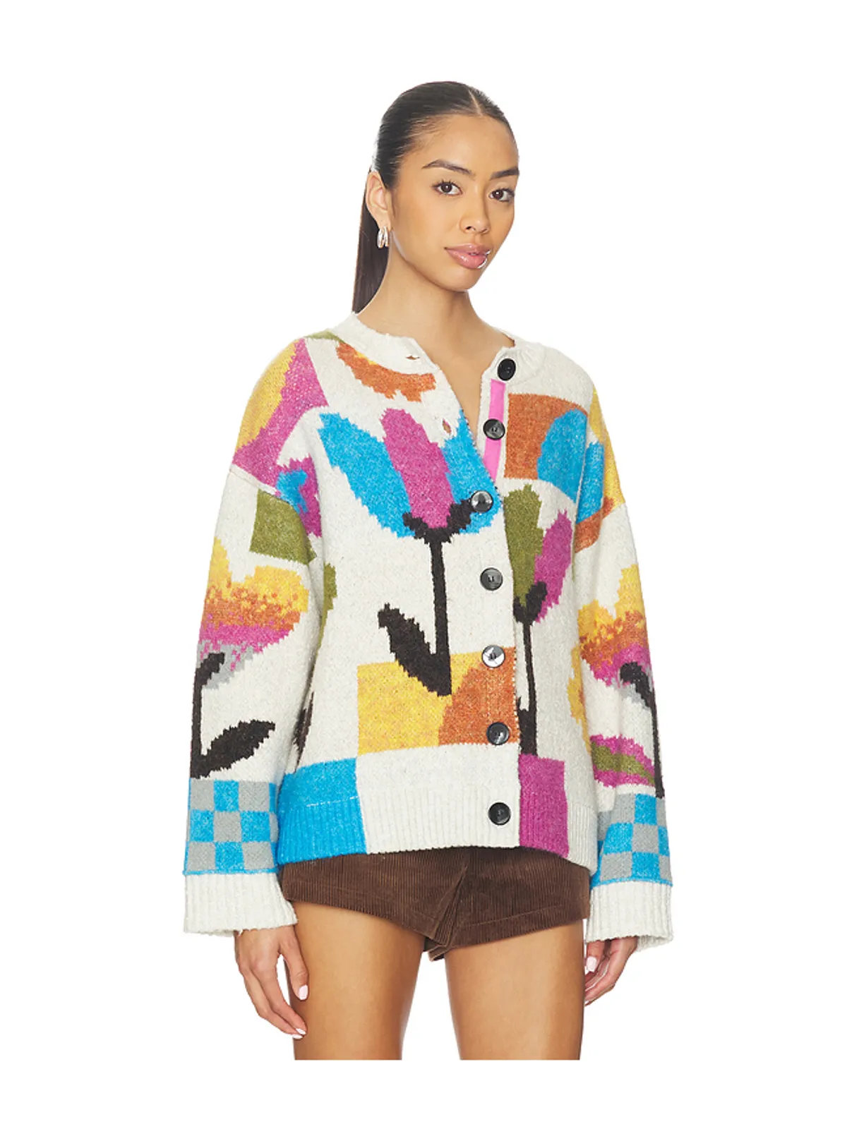 Free People TULIP WHIRL カーディガン - Ivory,Pink. - 画像2