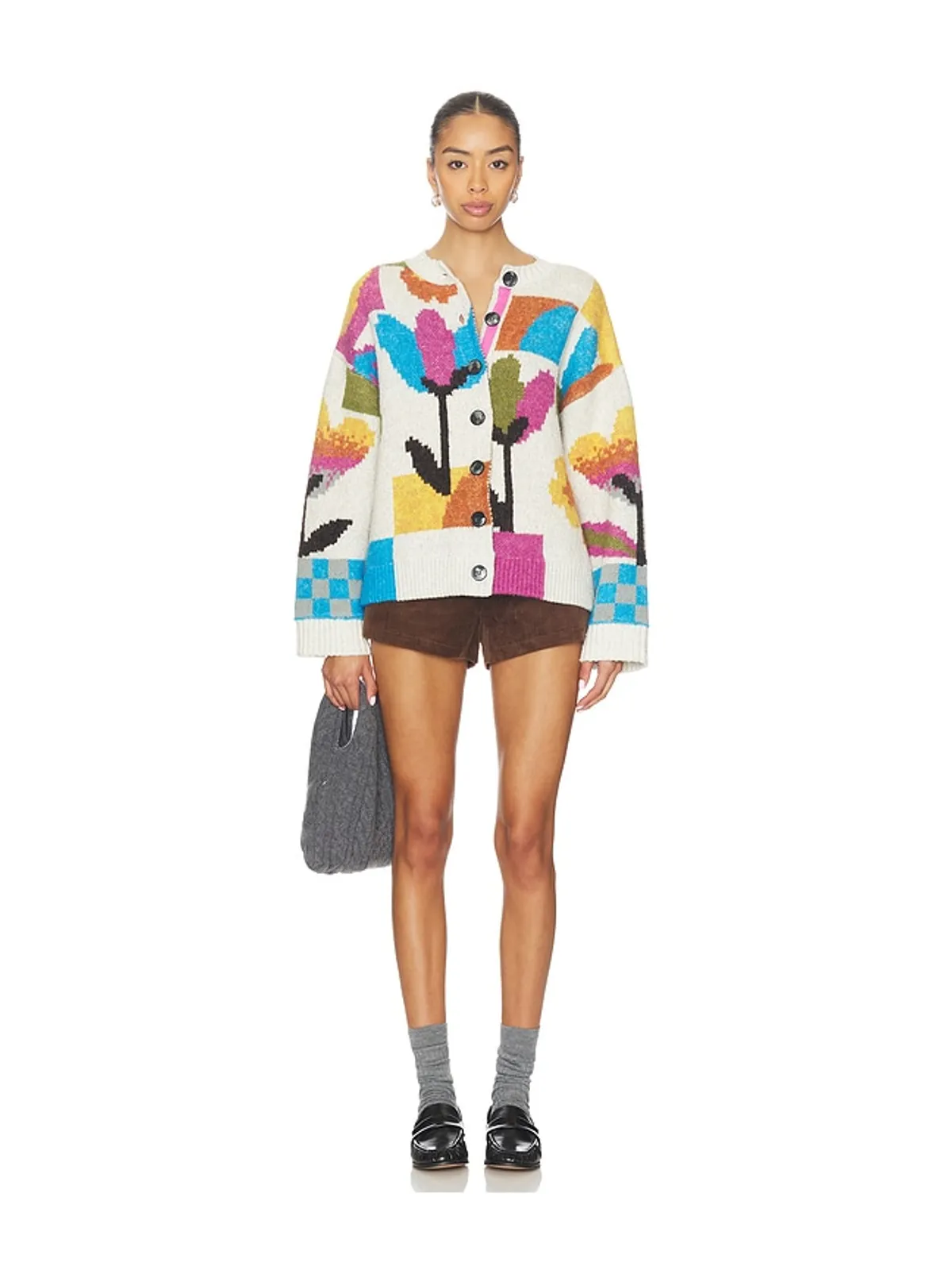 Free People TULIP WHIRL カーディガン - Ivory,Pink. - 画像4