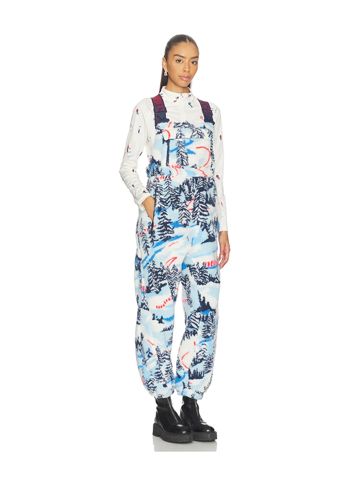 Free People PRINTED HIT THE SLOPES SALOPETTE ジャンプスーツ - Blue,White. - 画像2